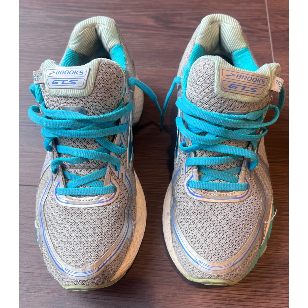 Brooks Adrenaline GTS 15 Womens 7.5 Wide Grey Teal Running Shoes 202031D170